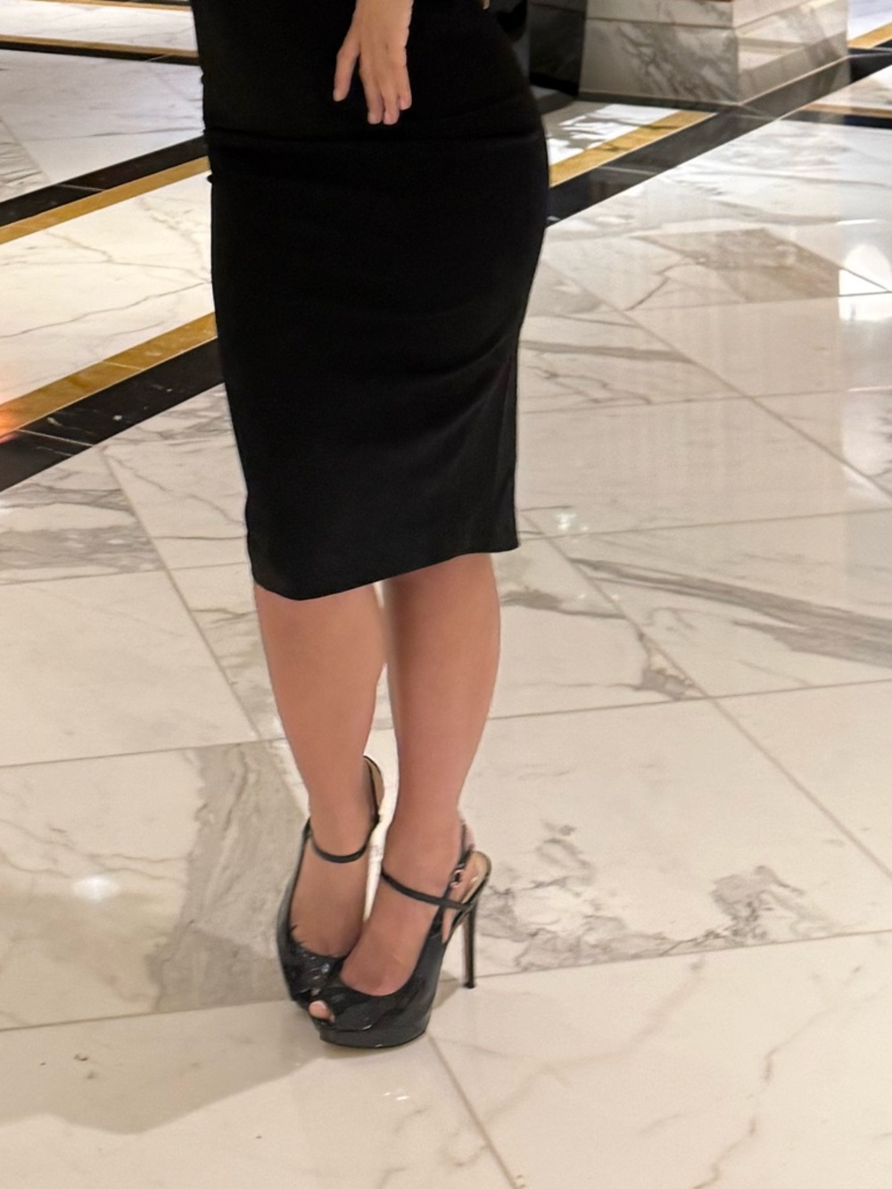 Nine West peeptoe paten leather strappy heels